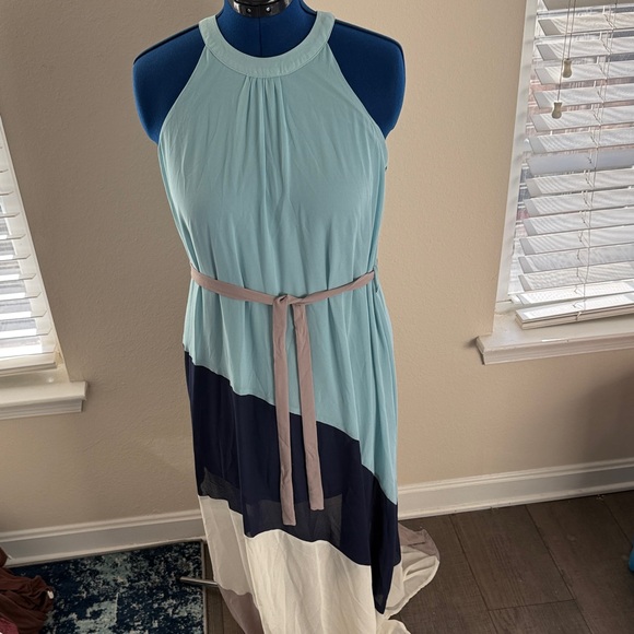Ya Los Angeles Dresses & Skirts - Ya Los Angeles Blue, Navy, and Grey Maxi Dress with removable Belt